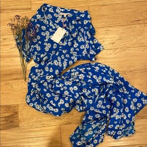 Skies Are Blue Floral Maxi Dress - Blue and White